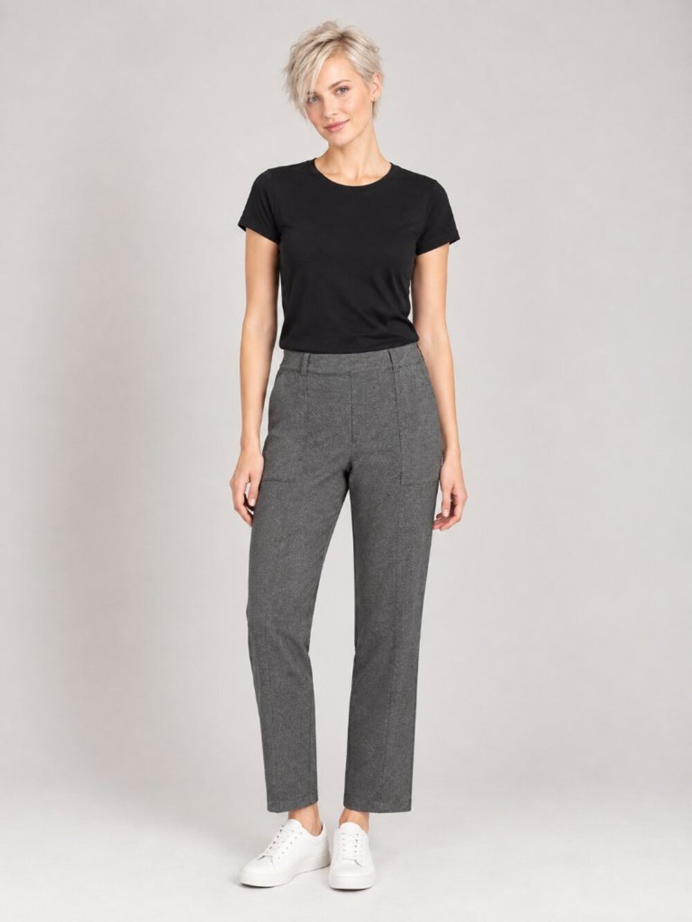 2/$30 Lands' End Starfish Utility Ankle Pant Straight Charcoal Heather #A4802